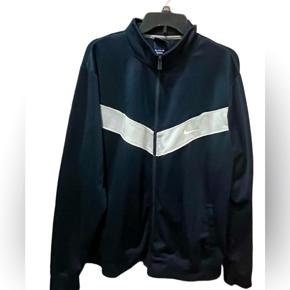 VINTAGE Nike Mens XXL Dark Navy Gray Full Zip Track Jacket Pockets - Picture 2 of 5